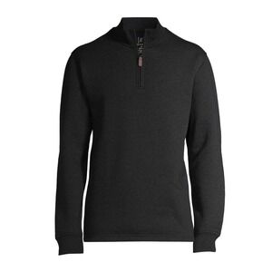 NWT George Men's Black Quarter Zip Pullover Fleece Sweater Long Sleeve SZ Medium